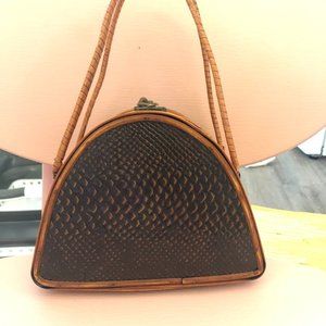 Vintage Reptile Print Wood Purse